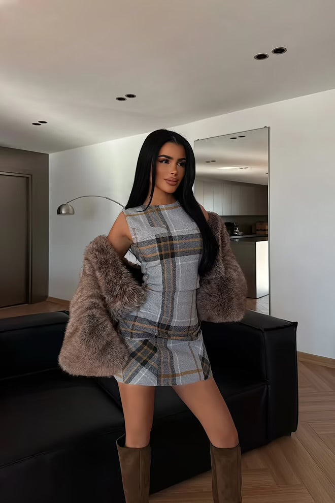 Vestito mini a quadri